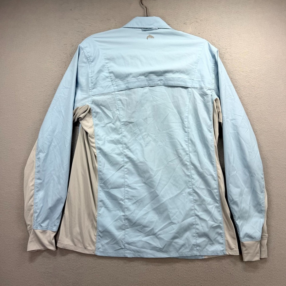Simms Intruder BiComp Fishing Shirt Mens Medium Blue Gray Snap Button Up Angler - Picture 4 of 11